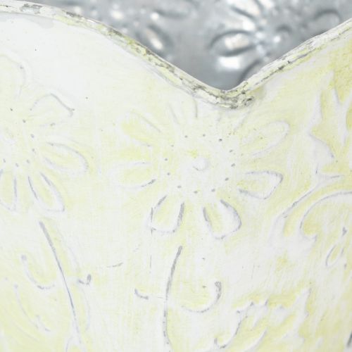 Product Plant pot, decorative coffee filter holder, metal cup for planting, green and white flower decoration, shabby chic, H11cm Ø11cm