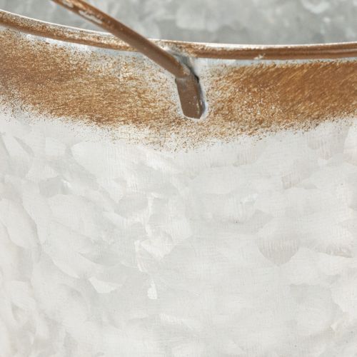 Product Metal planter, flower bowl, plant pot with silver handles, weathered steel finish, Ø18cm H20cm