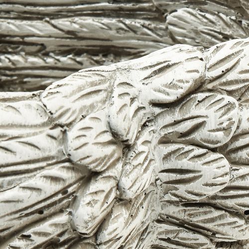 Floristik24 Plant heart feathers cast stone heart grey white 13×12×6cm 2pcs