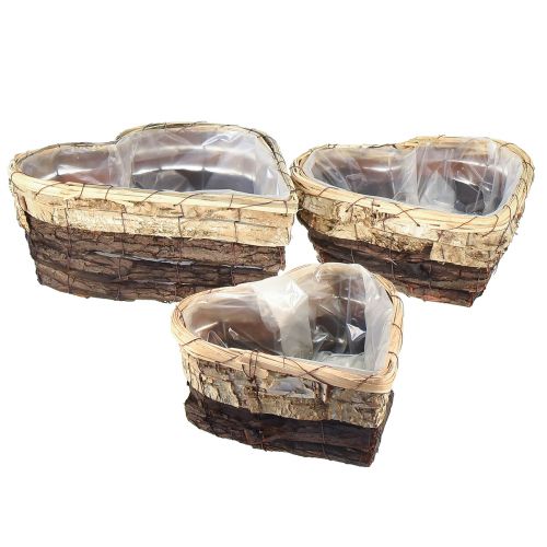 Plant heart wooden plant bowl 3-coloured 30/26/20.5cm set of 3