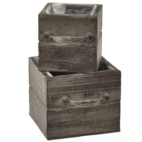 Floristik24 Plant boxes in drawer look – Grey-brown, various sizes – Versatile and decorative storage – Set of 2 pieces