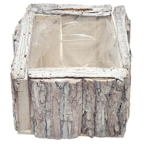 Floristik24 Planter Wood with Bark Natural White 17/24cm Set of 2