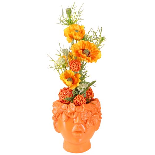 Floristik24 Plant Head Planter Bust Plant Pot Orange 13.5×13×14cm