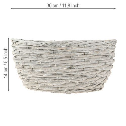 Product Wicker plant basket set, white-grey, shabby chic decoration, 3 pieces