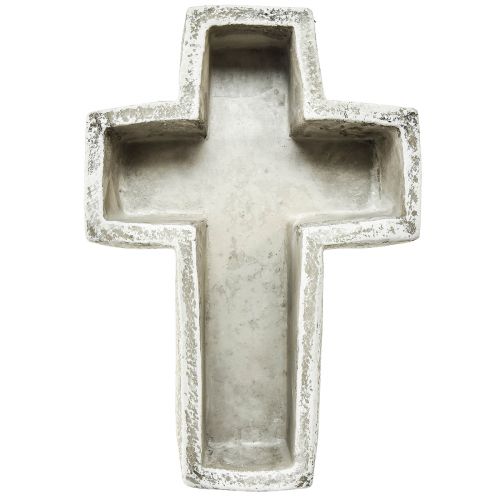 Floristik24 Plant cross concrete look plant bowl cross 14.5x21x5cm