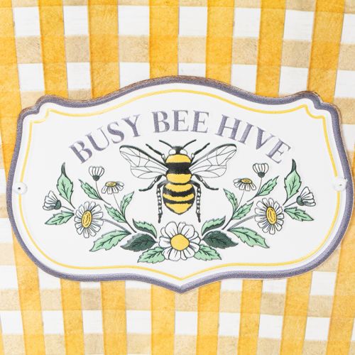 Product Oval plant pot with bee design, checkered pattern, summer decoration, planter, 38×24×29cm