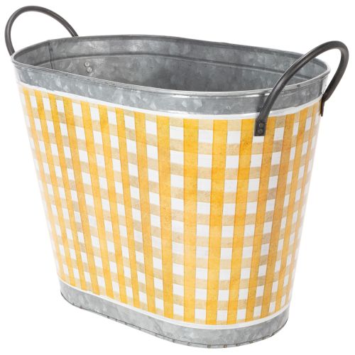 Product Oval plant pot with bee design, checkered pattern, summer decoration, planter, 38×24×29cm