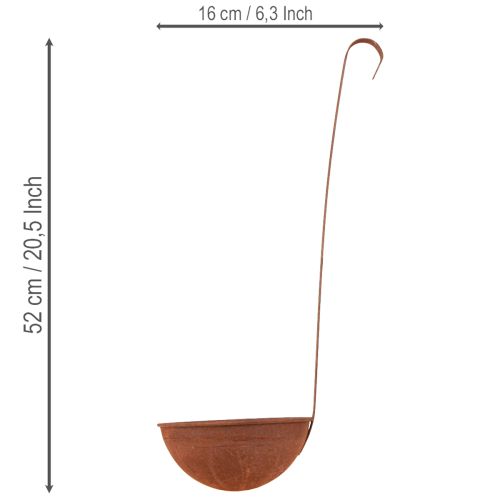 Plant Bowl Hanging Kitchen Decoration Trowel Rust Ø16.5cm 2pcs | Floristik24.ie