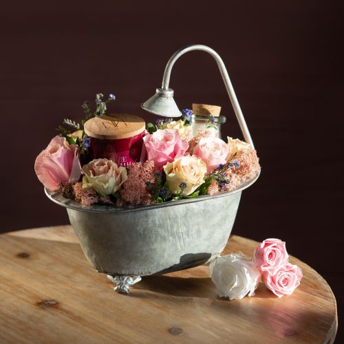 Floristik24 Plant Bowl Metal Mini Bathtub 22.5cm/27.5cm Set of 2