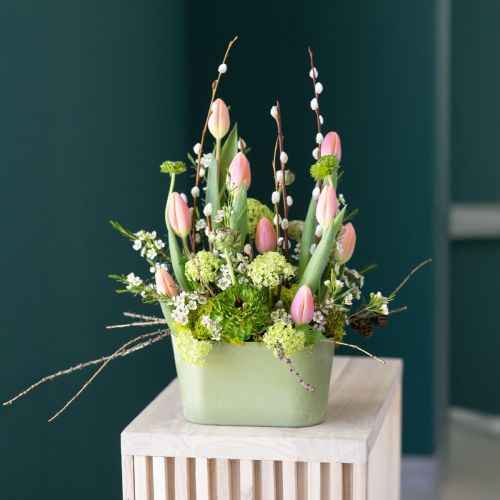 Floristik24 Plant bowl oval green bowl plastic 20×10×11cm 3pcs