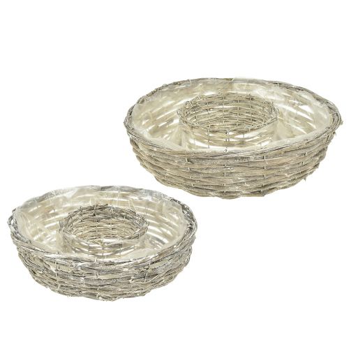 Product Willow planter, white, natural look, decorative ring for creative garden design, Ø35/30cm, set of 2, versatile