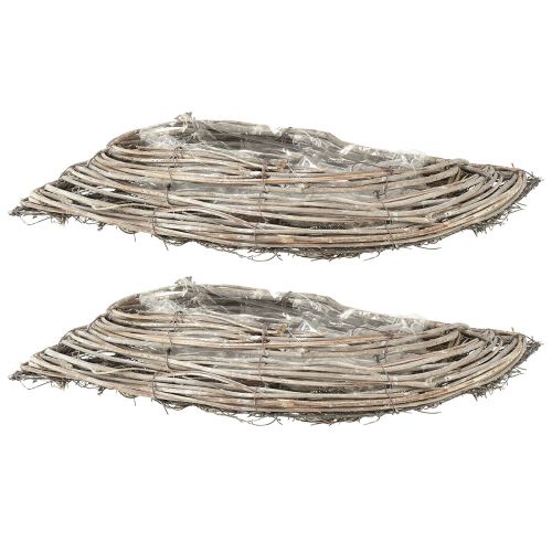 Plant bowl wave rattan natural white 40x14x6cm 2pcs | Floristik24.ie