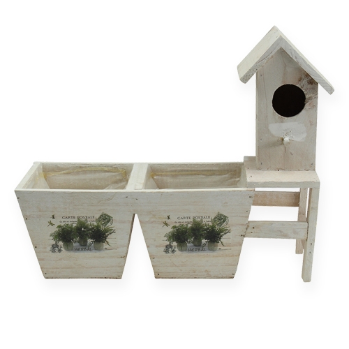 Floristik24 Wooden box with bird house 29.5cm x 12cm H24cm