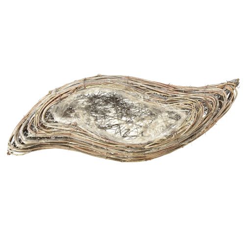 Floristik24 Planting boat plant wave rattan natural white 45x16cm