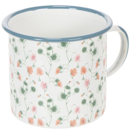 Floristik24 Enamel plant pot, decorative cup with floral motifs, Ø11cm
