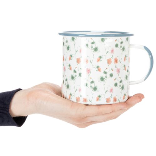 Product Enamel plant pot, decorative cup with floral motifs, Ø11cm