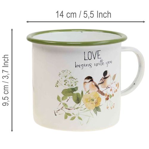 Product Enamel planting cup, cup for planting with a saying, Ø11cm
