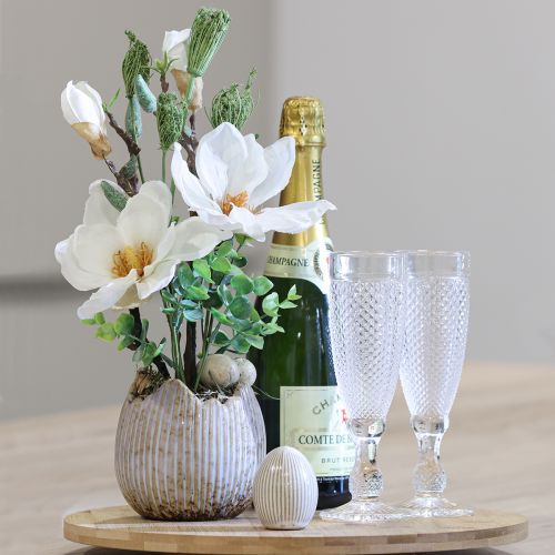 Product Plant Pot Ceramic Egg Broken Cream Brown Ø9.5cm 3 Pcs