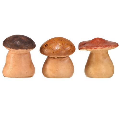 Product Happy mushroom figures with faces – Various shades of brown, 6.5 cm – Funny decoration for garden and home – 3 pieces
