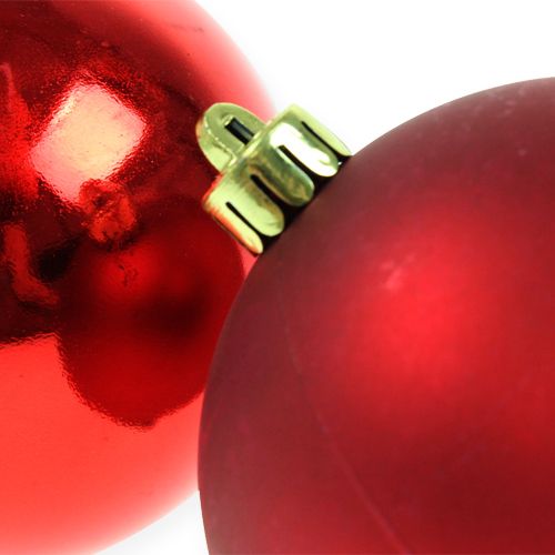 Product Christmas tree balls plastic red 8cm 6pcs