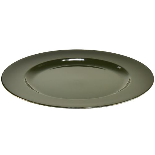 Product Elegant dark green plastic plate 28 cm 4pcs