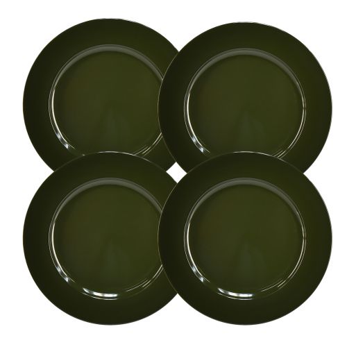 Product Elegant dark green plastic plate 28 cm 4pcs
