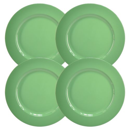 Product Robust green plastic plate – 28 cm, perfect for everyday decoration and outdoor activities – 4 pieces