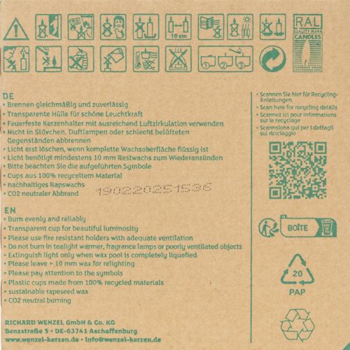 Product PURE Nature Lights Tealights Rapeseed Wax Natural Burning time 7 hours 18 pieces