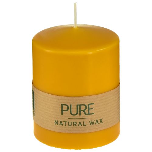 Floristik24 PURE Pillar Candle Yellow Honey Wenzel Candles 90×70mm