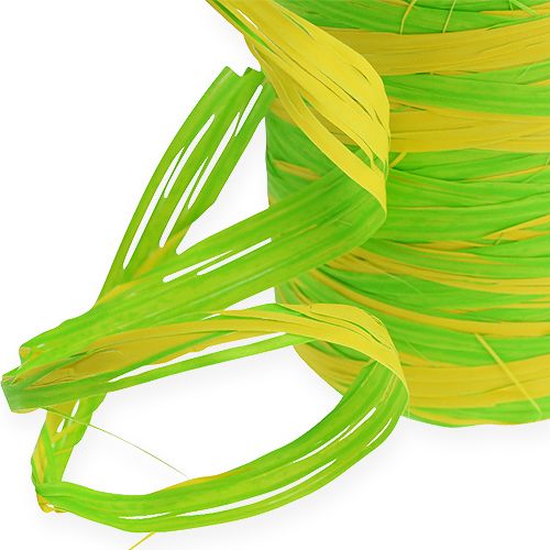 Product Raffia ribbon bicolor green-yellow 200m
