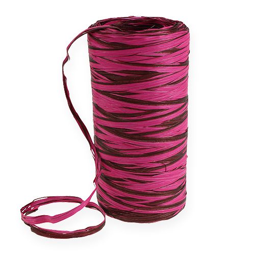 Floristik24 Raffia ribbon bicolour pink-brown 200m