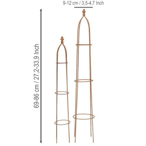 Product Trellis metal rust look obelisk 69/86cm set of 2