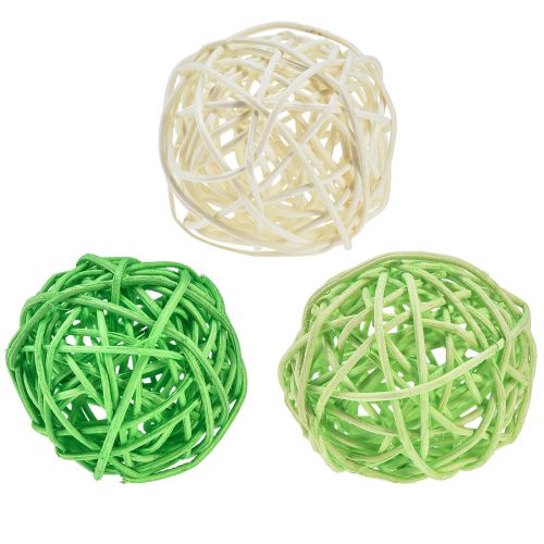 Product Rattan balls green light green cream sorted rattan Ø5cm 24 pcs