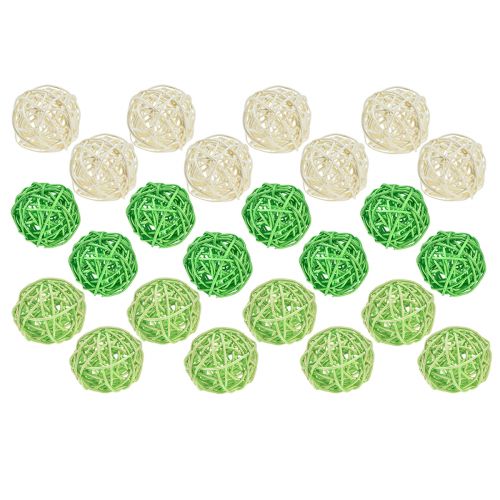 Product Rattan balls green light green cream sorted rattan Ø5cm 24 pcs