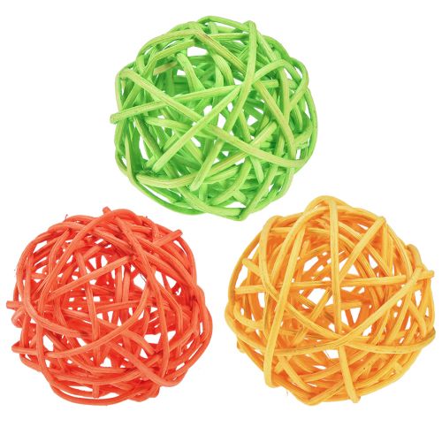 Rattan balls table decoration rattan green yellow orange sorted Ø5cm 24 pcs