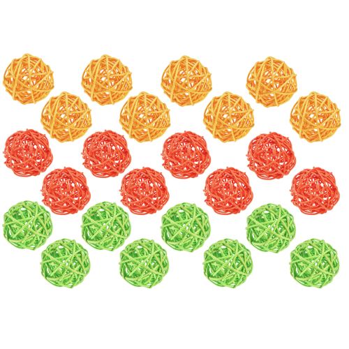 Product Rattan balls table decoration rattan green yellow orange sorted Ø5cm 24 pcs