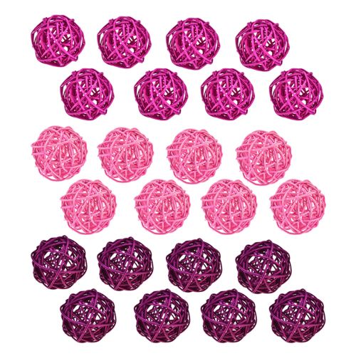 Product Rattan balls light pink purple assorted rattan Ø5cm 24 pcs