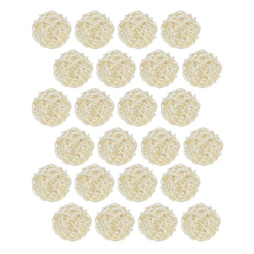 Bleached rattan ball table decoration, cream-colored rattan, Ø5cm, 24 pieces | Floristik24.ie