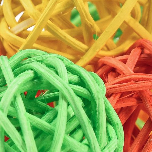 Floristik24 Rattan Ball Orange Yellow Green Rattan Ball Ø3cm 30 Pcs