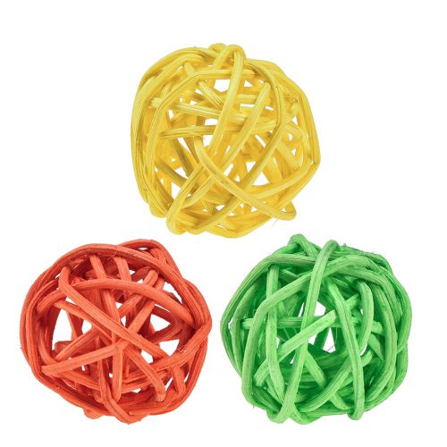 Floristik24 Rattan Ball Orange Yellow Green Rattan Ball Ø3cm 30 Pcs