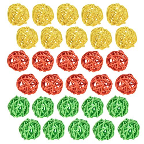 Floristik24 Rattan Ball Orange Yellow Green Rattan Ball Ø3cm 30 Pcs