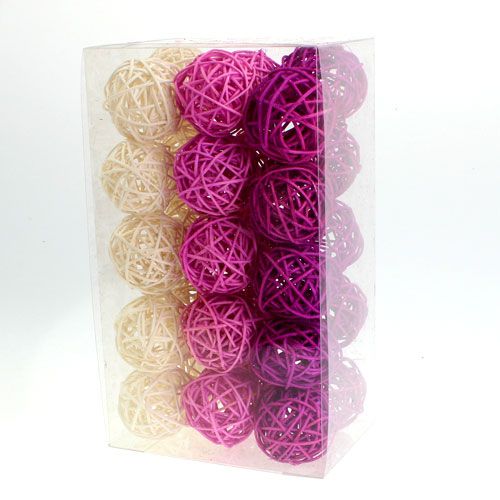 Floristik24 Rattan ball lilac, lilac, bleached Ø4.5cm 30p