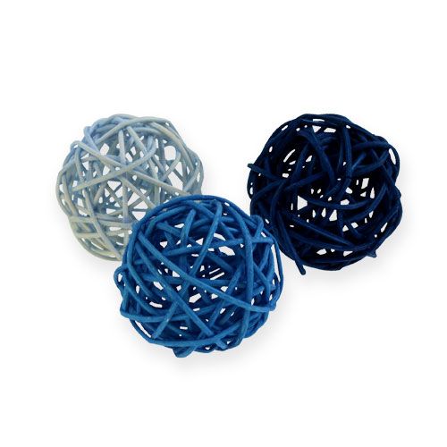 Rattan ball light blue, blue, dark blue 30pcs.