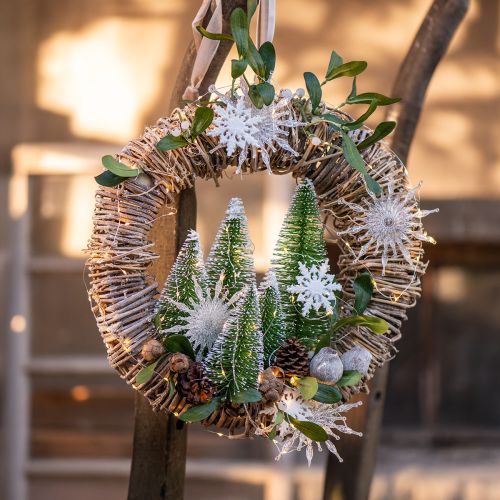 Product Autumn wreath, door wreath, Ø30cm, white, vine decoration wreath