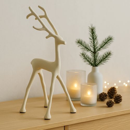 Product Reindeer decoration deer figure metal grey clay optics H27.5cm