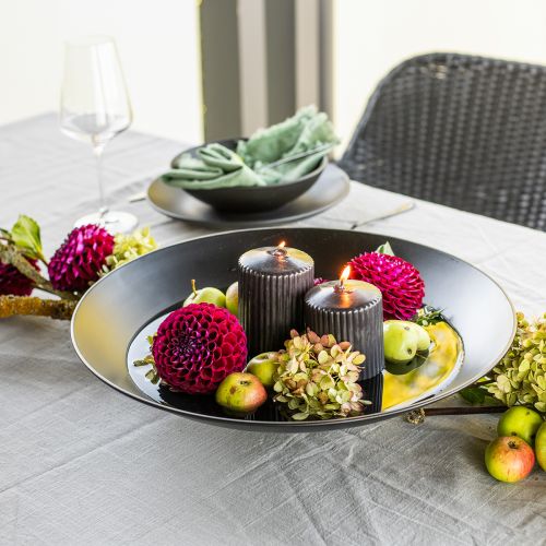 Product Black pillar candles, grooved, 70/90mm, set of 4, decoration, Advent, smokeless