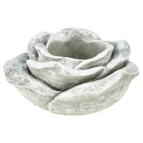 Floristik24 Rose grave decoration table decoration candle holder grey white Ø14cm H7cm
