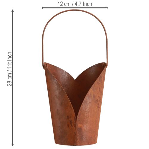 Rust decoration heart with handle metal for hanging 12×15.5cm 2pcs | Floristik24.ie