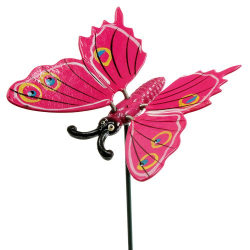 Floristik24 Butterfly on stick 8cm Pink