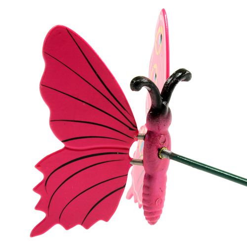 Floristik24 Butterfly on stick 8cm Pink